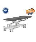 Camilla de Masaje y Fisioterapia eléctrica Premium de 3 secciones con 1 motor y agujero facial Modelo Brom PRO Coinfycare Base Blanca - Color Gris