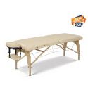 Camilla de madera plegable portátil de 2 cuerpos Modelo Nomad One Crema Weelko