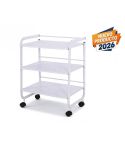 Carrito de estética metálico con 3 estantes de madera Modelo Aidi WKT903 Weelko