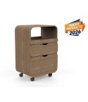 Carrito de estética de madera con cajones y compartimento central Modelo Thul Natural