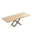 Mesa Multiusos extensible y elevable eléctricamente con patas metálicas taupé y tablero de Roble Nordish Modelo Troya 160x90