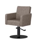 Sillón Corte de Peluquería con reposabrazos Modelo Iris Marrón Grisáceo Liso - Base negra a elegir