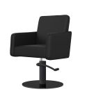 Sillón Corte de Peluquería con Reposabrazos Modelo Iris Negro Mate Liso - Base negra a elegir