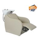 Lavacabezas con pica blanca y reposapiés eléctrico Modelo Wisp PowerPlus Beige