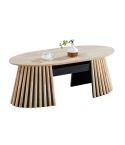 Mesa de centro oval elevable con patas en forma de cono y tablero de Roble Nordish Modelo Grove 120x60cm