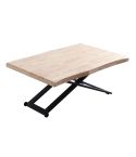 Mesa de centro elevable negra con patas metálicas y tablero con forma Roble Nordish Modelo Zoe 120x80cm
