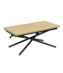 Mesa de centro elevable y extensible negra con patas metálicas y tablero Oak Modelo Katy 100x57cm