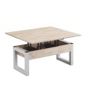 Mesa de centro elevable y extensible blanca con patas metálicas y tablero Roble Nordish Modelo Loft Advance 120x60cm