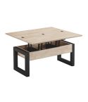 Mesa de centro elevable y extensible negra con patas metálicas y tablero Roble Nordish Modelo Loft Advance 120x60cm