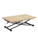 Mesa de centro elevable y extensible negra con patas metálicas y tablero Oak Modelo Taylor 100x70cm