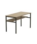 Mesa de centro fija negra con patas metálicas y tablero Oak Modelo Deck 80x40cm