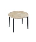 Mesa de comedor Redonda extensible negra con patas metálicas y tablero de Roble Nordish Modelo Moon