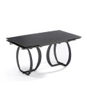 Mesa de comedor extensible negra con patas metálicas y tablero ceramic vulcano Modelo Venezia 160x90