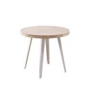 Mesa de comedor Redonda fija blanca con patas metálicas y tablero de Roble Nordish Modelo Berg 100