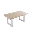 Mesa de comedor fija blanca con patas metálicas y tablero de Roble Nordish Modelo Loft 180x100