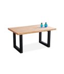 Mesa de comedor fija negra con patas metálicas y tablero de Roble Modelo Loft