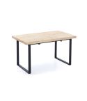 Mesa de comedor extensible negra con patas metálicas y tablero de Roble Modelo Natural 
