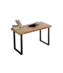 Mesa de estudio fija negra con patas metálicas y tablero de Roble Nordish Modelo Natural