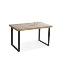 Mesa de comedor fija negra con patas metálicas y tablero de Roble Modelo Natural