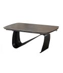 Mesa de comedor extensible negra con patas metálicas y tablero Ceramic Gres gris Modelo Ostana 180x100