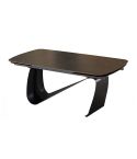 Mesa de comedor extensible negra con patas metálicas y tablero Ceramic Vulcano Modelo Ostana 180x100