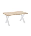 Mesa de comedor fija blanca con patas metálicas y tablero de Roble Modelo X-Loft 160