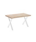Mesa de comedor fija blanca con patas metálicas y tablero de Roble Modelo X-Loft 140