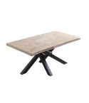 Mesa de comedor fija negra con patas metálicas y tablero de Roble Nordish con forma Xena 180