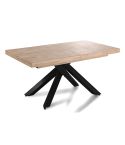 Mesa de comedor extensible negra con patas metálicas y tablero de Roble Nordish Modelo Xena 160x90