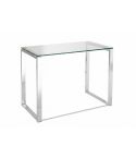 Mesa de estudio / despacho fija en cristal templado con patas cromadas Modelo Benetto 100x50 