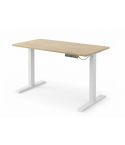 Mesa de estudio / despacho Motorizada con patas metálicas blancas y tablero Oak 120x60