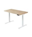 Mesa de estudio / despacho Motorizada blanca con patas metálicas y tablero de Roble Nordish Modelo Stand 140x70