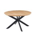 Mesa de comedor Redonda extensible negra con patas metálicas y tablero Oak Modelo Cross 130