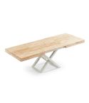 Mesa Multiusos extensible y elevable eléctricamente con patas metálicas blancas y tablero de Roble Nordish Modelo Troya 160x90
