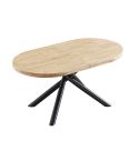 Mesa de comedor Oval extensible negra con patas metálicas y tablero de Roble Nordish Modelo Senda 160x90