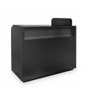 Mueble Mostrador de recepción con vitrina LED, cajones y estantes Modelo Erin B negro