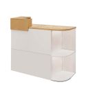 Mueble Mostrador de recepción con mesa de trabajo y estantes Modelo Woodberg