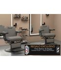 Pack - 2 Sillones Barbero Vintage Modelo Mamba Gris + Poste giratorio para Barbería a elegir de REGALO