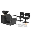 Pack - 1 Lavacabezas Con Pica a elegir Basil B Negro + 2 Sillones De Corte Ocean B Negros - Reposabrazos Negros
