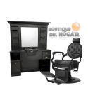 Pack - Sillón Barbería Buzz Black Negro / Tocador Barbería Bansa