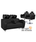 Pack - 1 Lavacabezas Con Pica Negra Onda Doble Negro + 2 Sillones De Corte Gala Negros