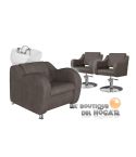 Pack - 1 Lavacabezas Con Pica a elegir Onda + 2 Sillones De Corte Frida Marrón Grisáceo