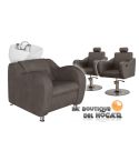 Pack - 1 Lavacabezas Con Pica a elegir Onda + 2 Sillones De Corte Gala Marrón Grisáceo
