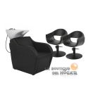 Pack - 1 Lavacabezas con Pica Blanca Wisp + 2 Sillones de Corte Glam Negros