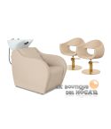 Pack - 1 Lavacabezas con Pica Blanca Wisp PowerPlus + 2 Sillones de Corte Glam RG Beige