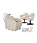 Pack - 1 Lavacabezas con Pica Blanca Wisp PowerPlus + 2 Sillones de Corte Whim R Beige