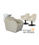 Pack - 1 Lavacabezas con Pica Blanca Wisp PowerPlus + 2 Sillones de Corte Whim R Beige