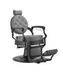Sillón Clásico de Barbero hidráulico estilo Retro Vintage con reposapies integrado Modelo Buzz Black Gris