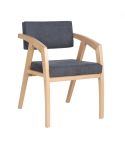 Silla de comedor Butaca Tejido Gris con patas de madera Modelo Udine