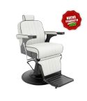 Sillón Barbero hidráulico reclinable y giratorio con reposabrazos Modelo Corinto Blanco